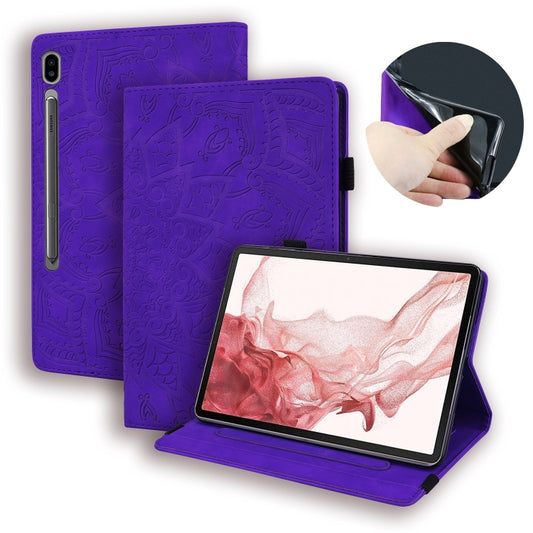 For Samsung Galaxy Tab S9 FE Calf Texture Embossed Leather Tablet Case(Purple) - Galaxy Tab S9 FE by buy2fix | Online Shopping UK | buy2fix