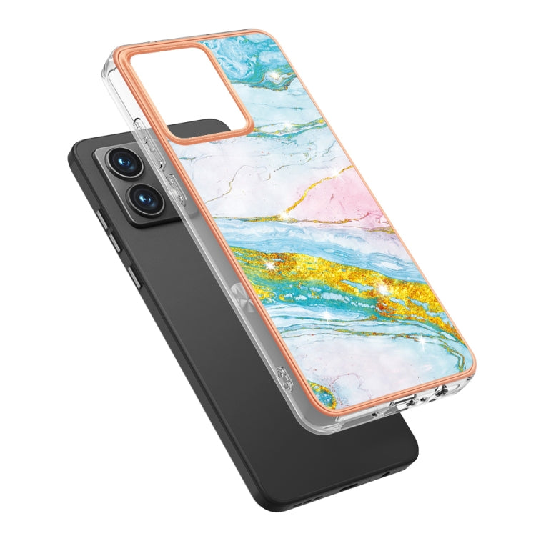 For Motorola Moto G84 Electroplating Marble Dual-side IMD Phone Case(Green 004) - Motorola Cases by buy2fix | Online Shopping UK | buy2fix