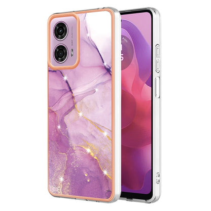 For Motorola Moto G24 4G / G04 4G Electroplating Marble Dual-side IMD Phone Case(Purple 001) - Motorola Cases by buy2fix | Online Shopping UK | buy2fix