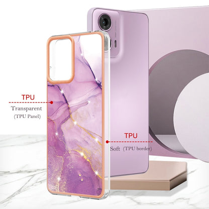 For Motorola Moto G24 4G / G04 4G Electroplating Marble Dual-side IMD Phone Case(Purple 001) - Motorola Cases by buy2fix | Online Shopping UK | buy2fix