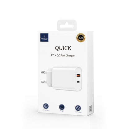 WIWU Wi-U002 Quick Series PD 20W + QC3.0 18W USB Dual Port Travel Fast Charger, EU Plug(Black) - USB Charger by WIWU | Online Shopping UK | buy2fix