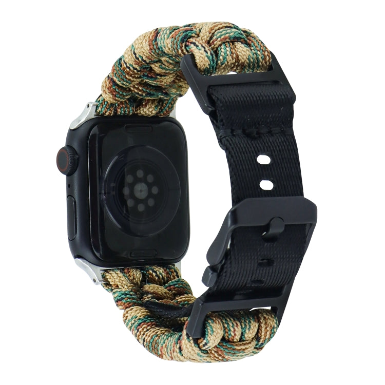 For Apple Watch Ultra 2 49mm Paracord Plain Braided Webbing Buckle Watch Band(Army Green Camouflage) - Watch Bands by buy2fix | Online Shopping UK | buy2fix