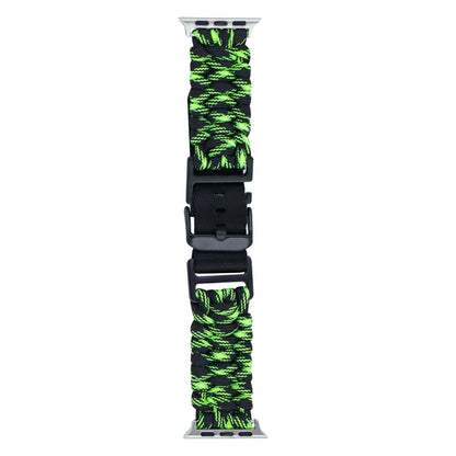 For Apple Watch Ultra 49mm Paracord Plain Braided Webbing Buckle Watch Band(Black Green) - Watch Bands by buy2fix | Online Shopping UK | buy2fix