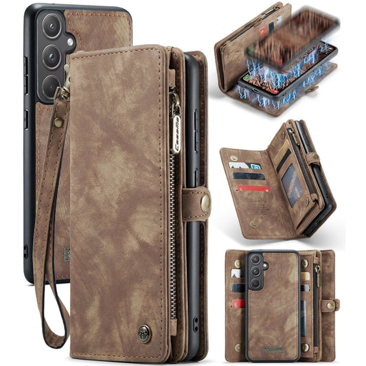 For Samsung Galaxy A55 5G CaseMe 008 Multifunctional Zipper Wallet Leather Phone Case with Lanyard(Brown) - Galaxy Phone Cases by CaseMe | Online Shopping UK | buy2fix