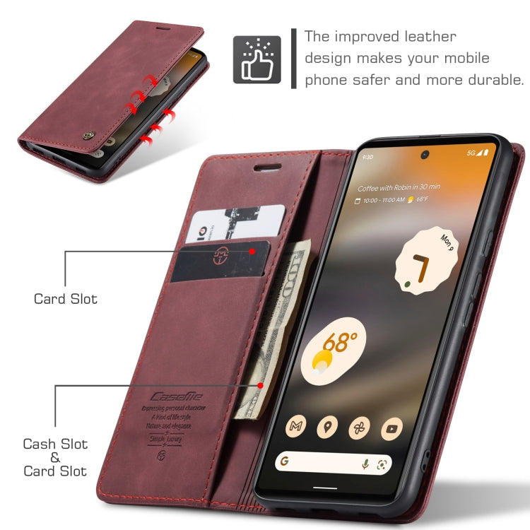 For Google Pixel 6A CaseMe 013 Multifunctional Horizontal Flip Leather Phone Case(Wine Red) - Google Cases by CaseMe | Online Shopping UK | buy2fix