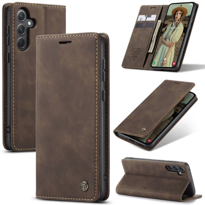 For Samsung Galaxy A35 5G CaseMe 013 Multifunctional Horizontal Flip Leather Phone Case(Coffee) - Galaxy Phone Cases by CaseMe | Online Shopping UK | buy2fix