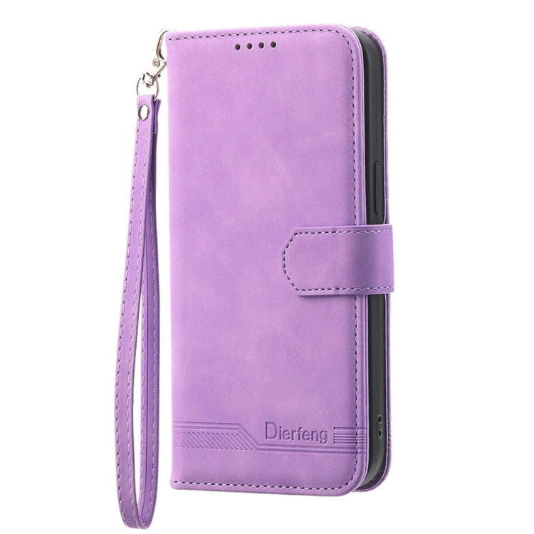 For iPhone 16 Dierfeng Dream Line TPU + PU Leather Phone Case(Purple) - iPhone 16 Cases by buy2fix | Online Shopping UK | buy2fix