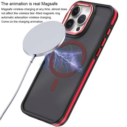 For iPhone 15 Two-color Frosted MagSafe Magnetic Phone Case(Black) - iPhone 15 Cases by buy2fix | Online Shopping UK | buy2fix