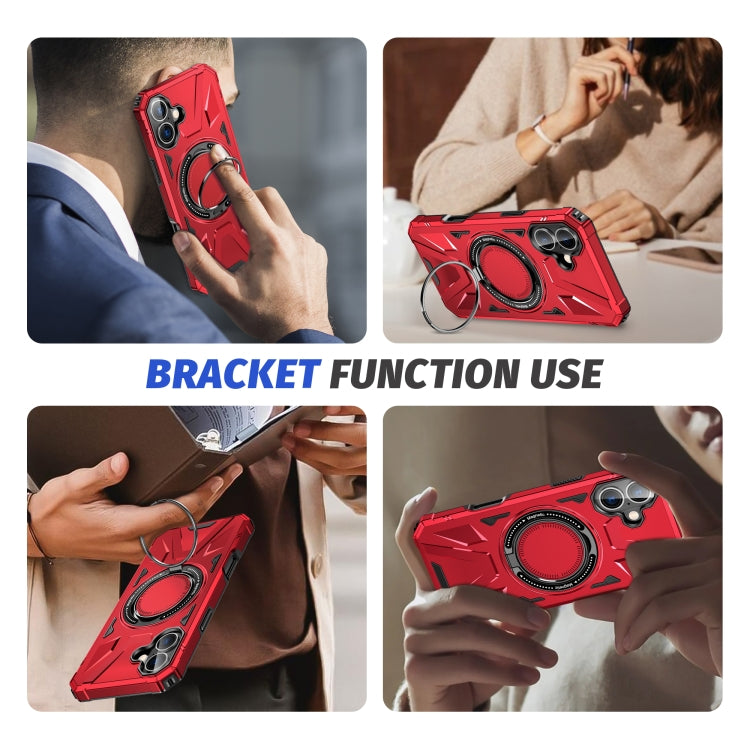 For iPhone 16 Plus MagSafe Magnetic Shockproof Phone Case with Ring Holder(Red) - iPhone 16 Plus Cases by buy2fix | Online Shopping UK | buy2fix