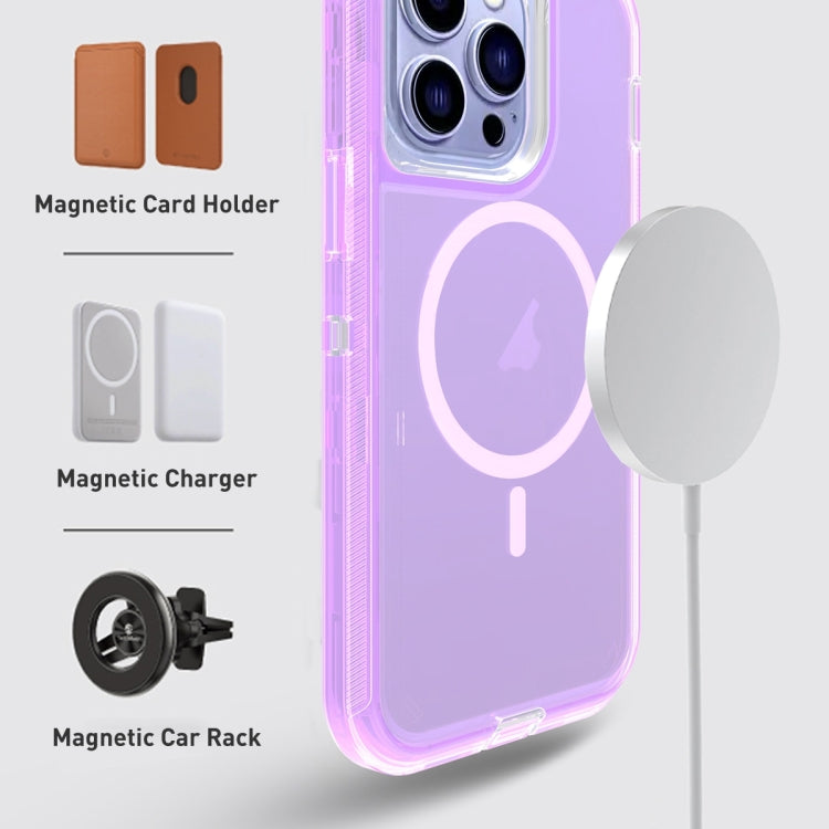 For iPhone 15 Plus Shockproof MagSafe Magnetic Phone Case(Transparent Purple) - iPhone 15 Plus Cases by buy2fix | Online Shopping UK | buy2fix