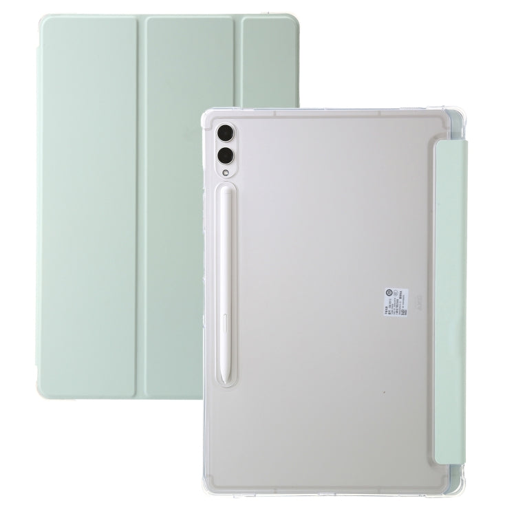 For Samsung Galaxy Tab S9 3-Fold Clear Acrylic Leather Tablet Case(Green) - Galaxy Tab S9 Cases by buy2fix | Online Shopping UK | buy2fix