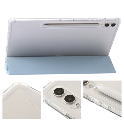 For Samsung Galaxy Tab S9+ 3-Fold Clear Acrylic Leather Tablet Case(Ice Blue) - Galaxy Tab S9+ Cases by buy2fix | Online Shopping UK | buy2fix