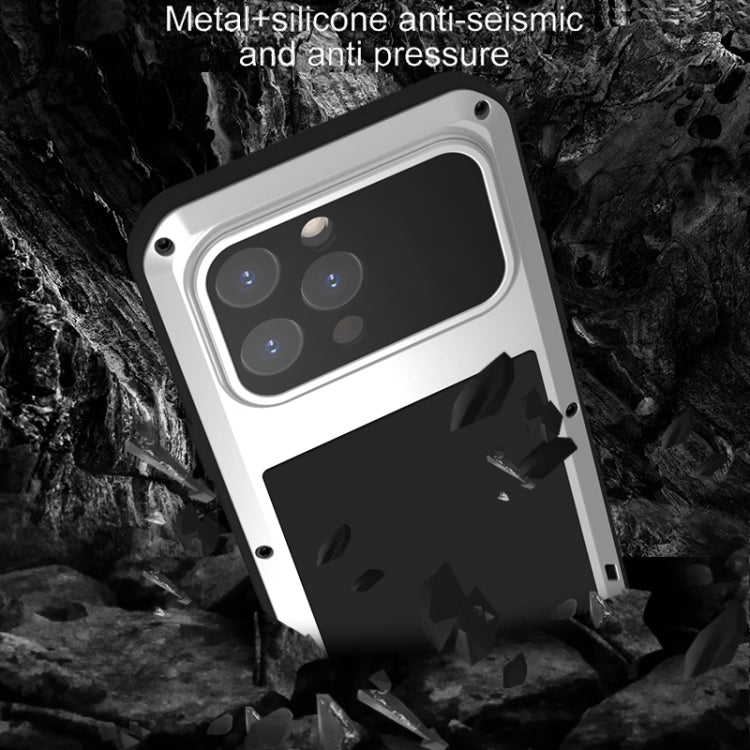 For iPhone 15 Pro Max LOVE MEI Metal Shockproof Life Waterproof Dustproof Phone Case(Black) - iPhone 15 Pro Max Cases by LOVE MEI | Online Shopping UK | buy2fix