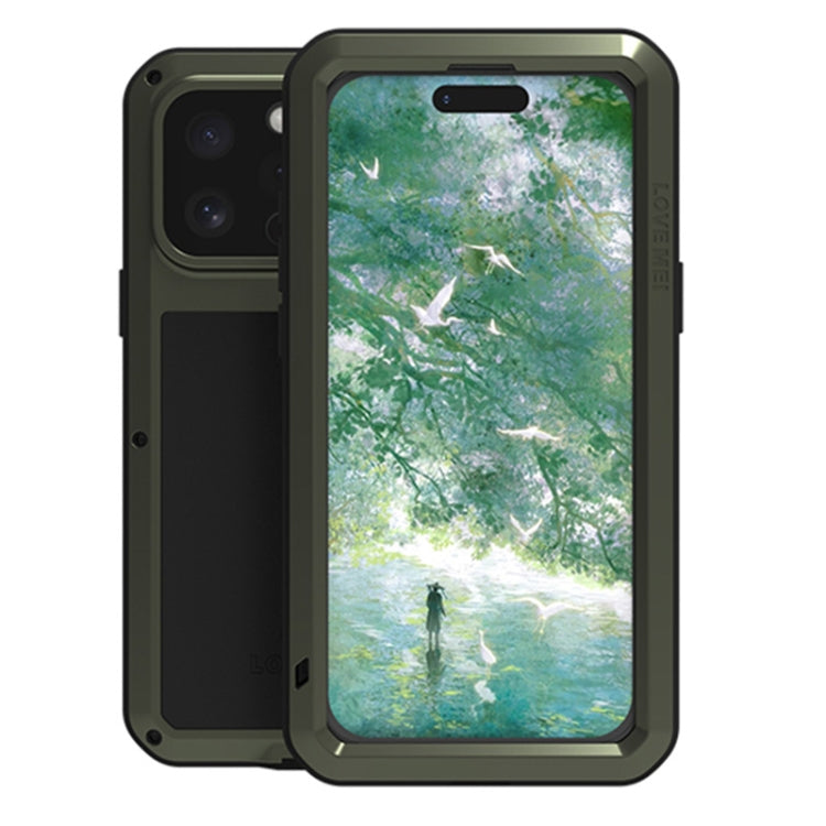 For iPhone 16 Pro LOVE MEI Metal Shockproof Life Waterproof Dustproof Phone Case(Army Green) - iPhone 16 Pro Cases by LOVE MEI | Online Shopping UK | buy2fix