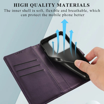 For Xiaomi 14 Pro PU Genuine Leather Texture Embossed Line Phone Case(Purple) - 14 Pro Cases by buy2fix | Online Shopping UK | buy2fix