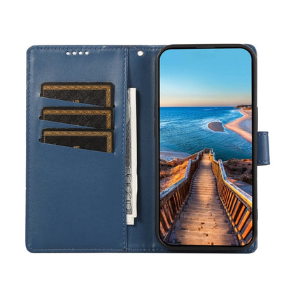 For Google Pixel 9 PU Genuine Leather Texture Embossed Line Phone Case(Blue) - Google Cases by buy2fix | Online Shopping UK | buy2fix