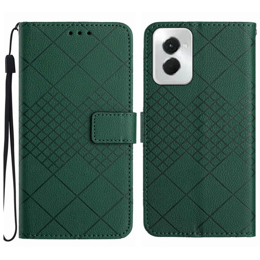 For Motorola Moto G Power 5G 2024 Rhombic Grid Texture Leather Phone Case(Green) - Motorola Cases by buy2fix | Online Shopping UK | buy2fix