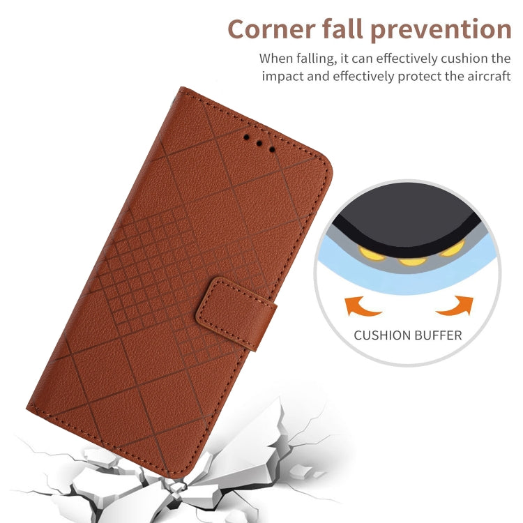 For Xiaomi 14 Rhombic Grid Texture Leather Phone Case(Brown) - 14 Cases by buy2fix | Online Shopping UK | buy2fix