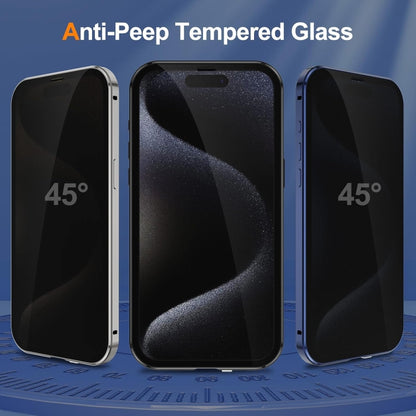 For iPhone 16 Plus Anti-peeping Magnetic Double-sided Tempered Glass Phone Case(Blue) - iPhone 16 Plus Cases by buy2fix | Online Shopping UK | buy2fix