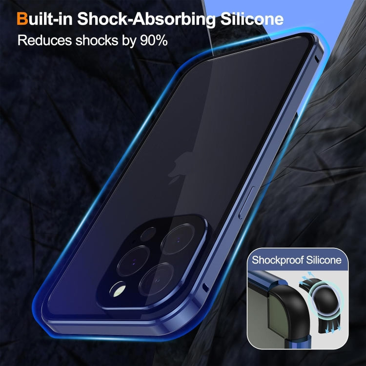 For iPhone 15 Pro Max Anti-peeping Magnetic Double-sided Tempered Glass Phone Case(Silver) - iPhone 15 Pro Max Cases by buy2fix | Online Shopping UK | buy2fix
