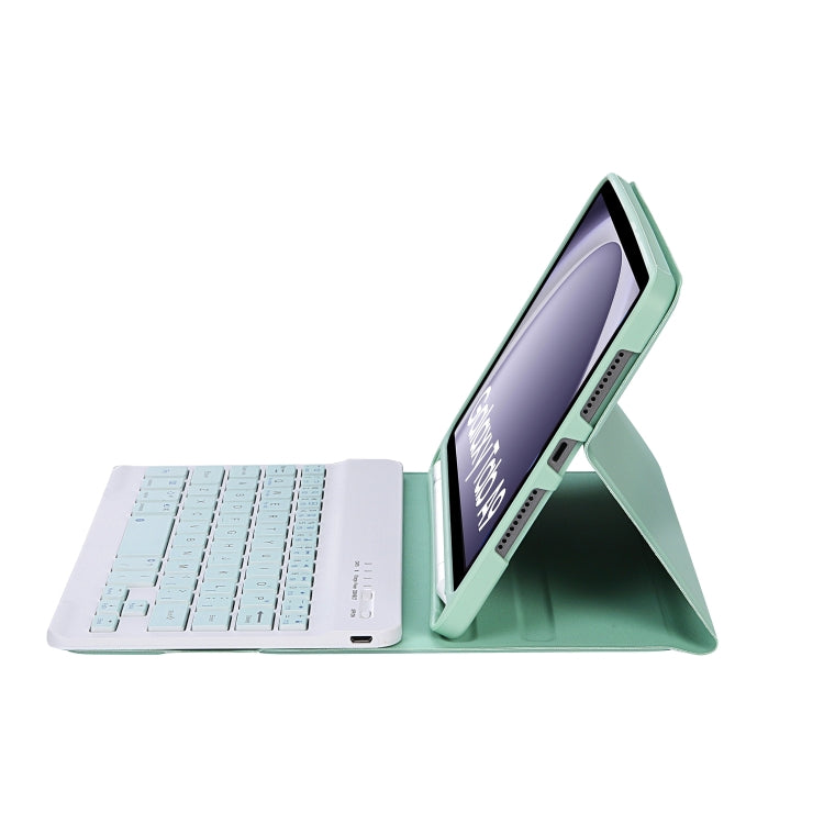 For Samsung Galaxy Tab A9 X110/X115 A221B Candy Color TPU Bluetooth Keyboard Leather Tablet Case with Pen Holder(Light Green) - Samsung Keyboard by buy2fix | Online Shopping UK | buy2fix