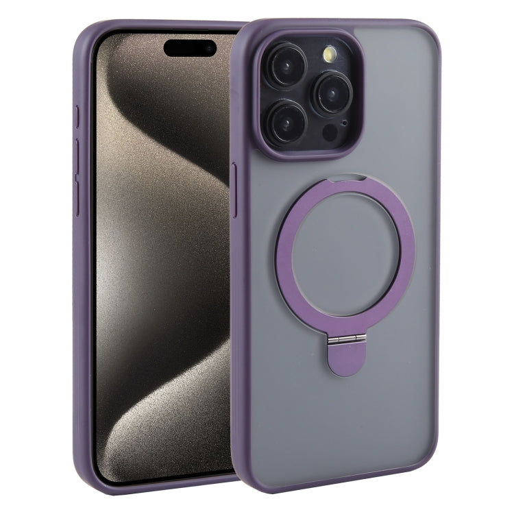 For iPhone 15 Pro Max Mutural MagSafe Magnetic Holder Phone Case(Dark Purple) - iPhone 15 Pro Max Cases by Mutural | Online Shopping UK | buy2fix