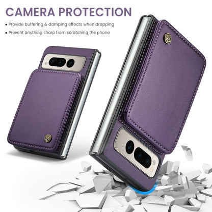 For Google Pixel Fold CaseMe C22 PC+TPU Business Style RFID Anti-theft Leather Phone Case(Purple) - Google Cases by CaseMe | Online Shopping UK | buy2fix