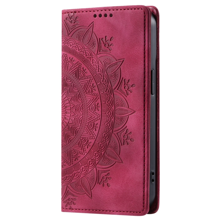 For iPhone 16 Pro Totem Embossed Magnetic Leather Phone Case(Red) - iPhone 16 Pro Cases by buy2fix | Online Shopping UK | buy2fix