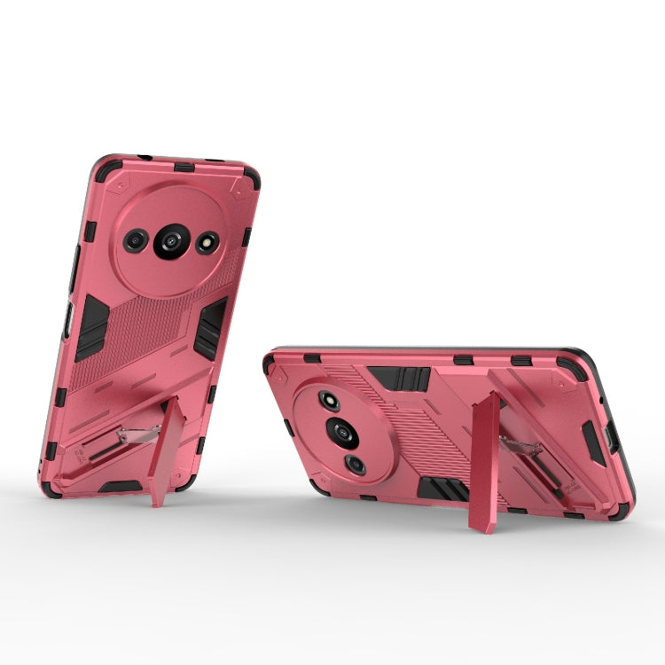 For Xiaomi Redmi A3 4G Global Punk Armor 2 in 1 PC + TPU Phone Case with Holder(Light Red) - Xiaomi Cases by buy2fix | Online Shopping UK | buy2fix