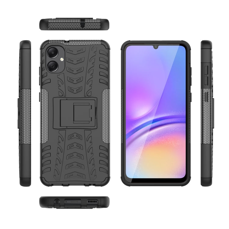 For Samsung Galaxy A05 4G Tire Texture TPU + PC Phone Case with Holder(Black) - Galaxy Phone Cases by buy2fix | Online Shopping UK | buy2fix