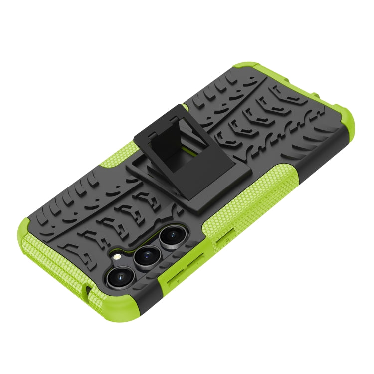 For Samsung Galaxy S23 FE 5G Tire Texture TPU + PC Phone Case with Holder(Green) - Galaxy S23 FE 5G Cases by buy2fix | Online Shopping UK | buy2fix