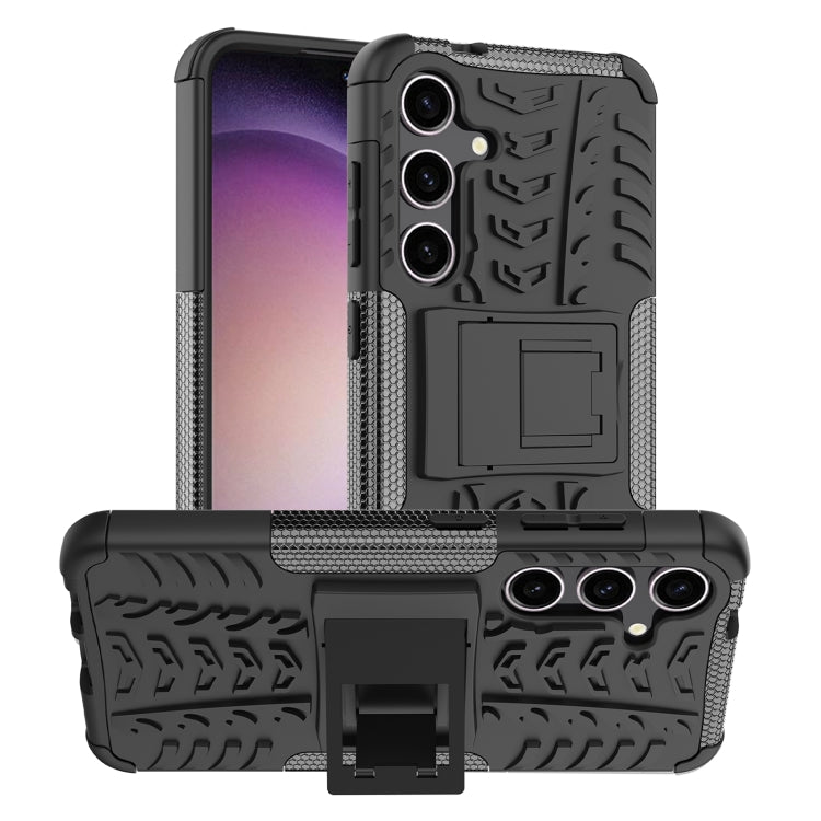 For Samsung Galaxy S24 5G Tire Texture TPU + PC Phone Case with Holder(Black) - Galaxy S24 5G Cases by buy2fix | Online Shopping UK | buy2fix