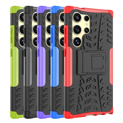 For Samsung Galaxy S24 Ultra 5G Tire Texture TPU + PC Phone Case with Holder(Green) - Galaxy S24 Ultra 5G Cases by buy2fix | Online Shopping UK | buy2fix