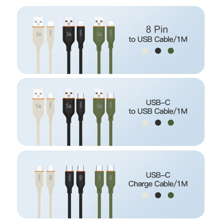 TOTU CB-6-T 25W USB to USB-C / Type-C Silicone Data Cable, Length: 1m(Green) - USB-C & Type-C Cable by TOTUDESIGN | Online Shopping UK | buy2fix