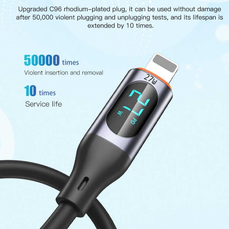 TOTU CB-7-T 30W USB to USB-C / Type-C Digital Display Fast Charging Silicone Cable, Length: 1m(Black) - USB-C & Type-C Cable by TOTUDESIGN | Online Shopping UK | buy2fix