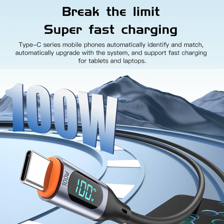 TOTU CB-7-CC 100W USB-C / Type-C to Type-C Digital Display Fast Charging Silicone Cable, Length: 1m(Black) - USB-C & Type-C Cable by TOTUDESIGN | Online Shopping UK | buy2fix