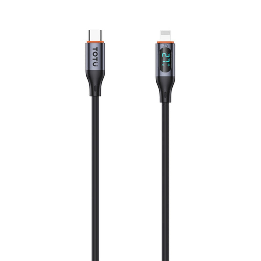 TOTU CB-7-PD 27W USB-C / Type-C to 8 Pin Digital Display Fast Charging Silicone Cable, Length: 1m(Black) - 2 in 1 Cable by TOTUDESIGN | Online Shopping UK | buy2fix