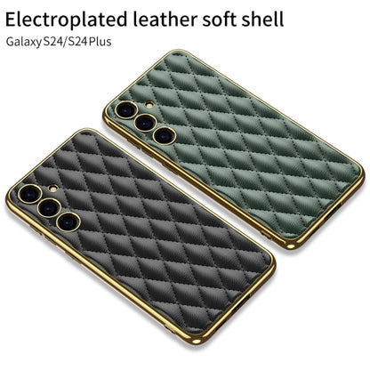 For Samsung Galaxy S24 5G GKK Rhombus Pattern Electroplating Plain PU Phone Case(Black) - Galaxy S24 5G Cases by GKK | Online Shopping UK | buy2fix