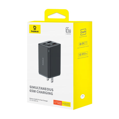 Baseus GaN6 Pro 65W 2 x Type-C + 2 x USB Fast Charger with 100W Charging Cable, US Plug(Black) - USB Charger by Baseus | Online Shopping UK | buy2fix