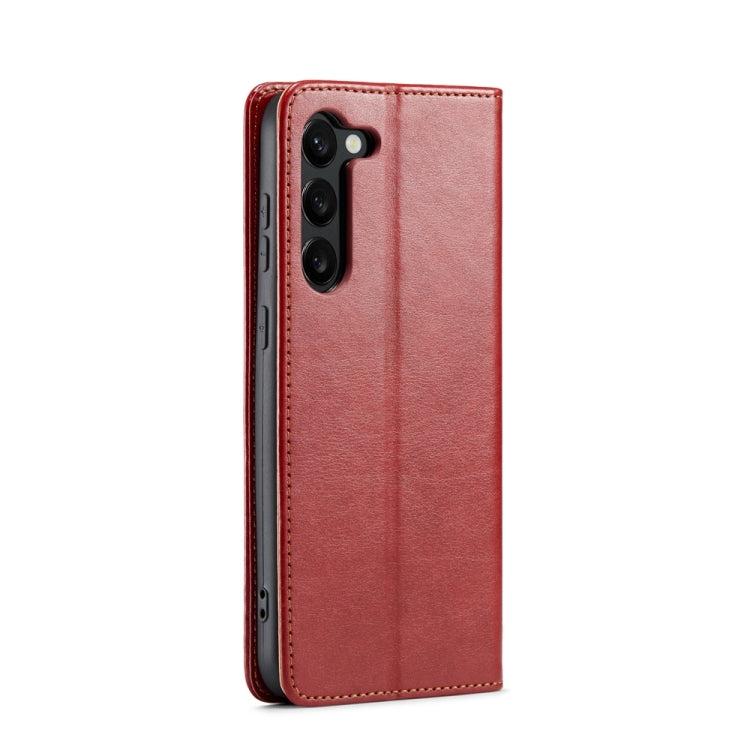 For Samsung Galaxy S24+ 5G Fierre Shann PU Genuine Leather Texture Phone Case(Red) - Galaxy S24+ 5G Cases by FIERRE SHANN | Online Shopping UK | buy2fix