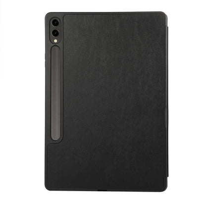 For Samsung Galaxy Tab S9+ 3-Fold Pure Color TPU Leather Tablet Case with Pen Slot(Black) - Galaxy Tab S9+ Cases by buy2fix | Online Shopping UK | buy2fix