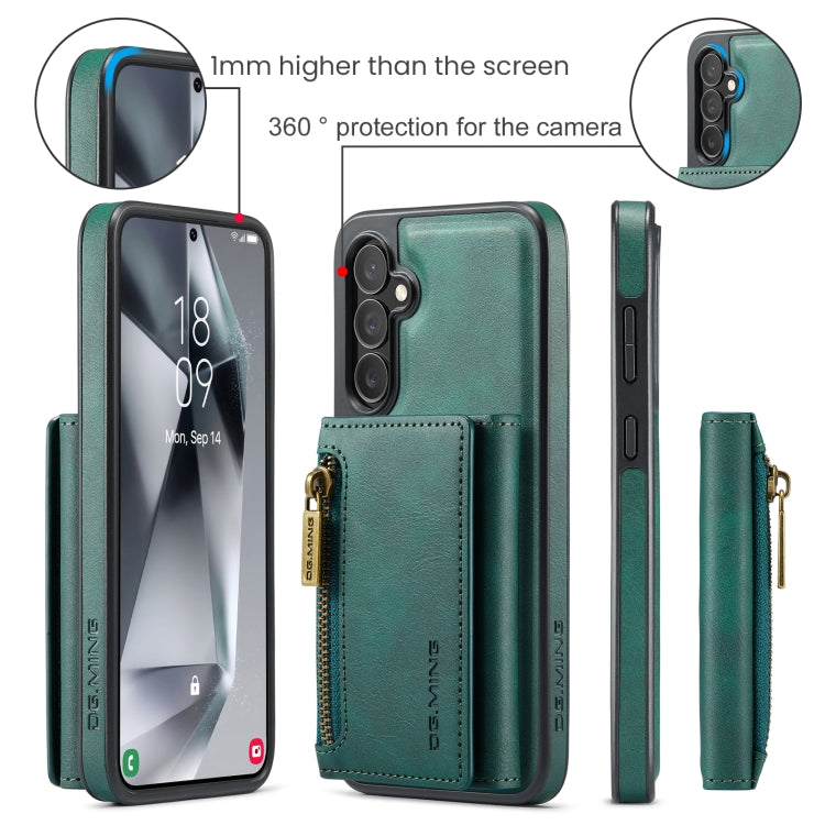 For Samsung Galaxy S24 5G DG.MING M5 Series Zip RFID Multi Card Detachable Leather Phone Case(Green) - Galaxy S24 5G Cases by DG.MING | Online Shopping UK | buy2fix