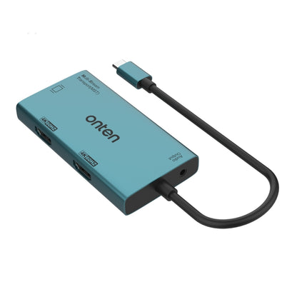 Onten M206 4K 60Hz 4 in 1 Type-C to Dual HDMI + VGA + 3.5mm Video Converter Adapter - USB HUB by Onten | Online Shopping UK | buy2fix