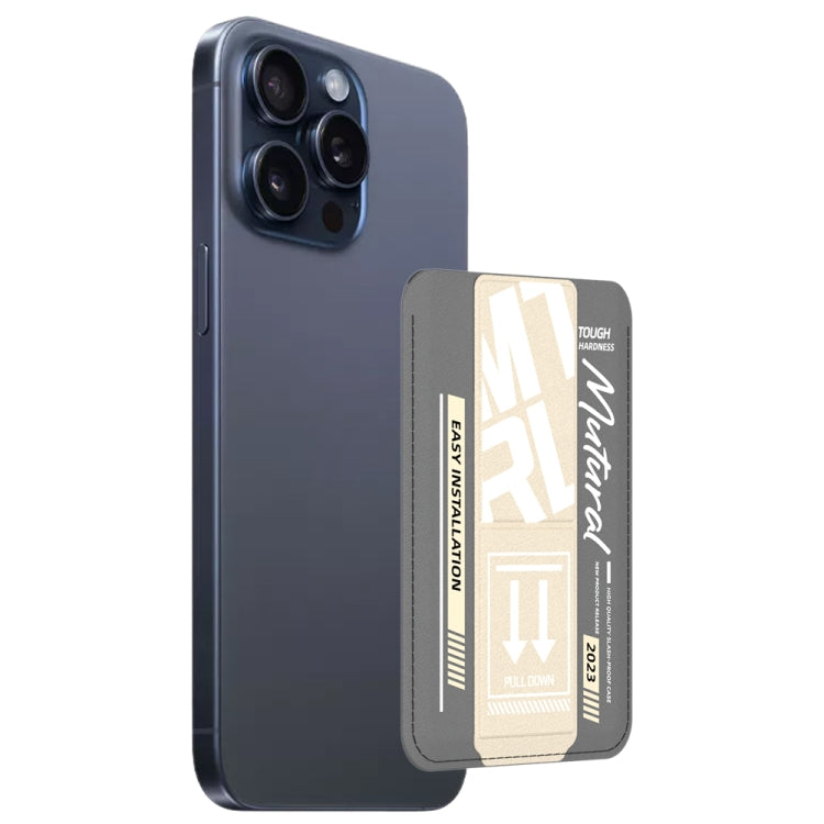 For iPhone 15 Pro Max mutural Chuncai Series Magnetic Holder Card Slot(Grey Cream Yellow) - iPhone 15 Pro Max Cases by Mutural | Online Shopping UK | buy2fix