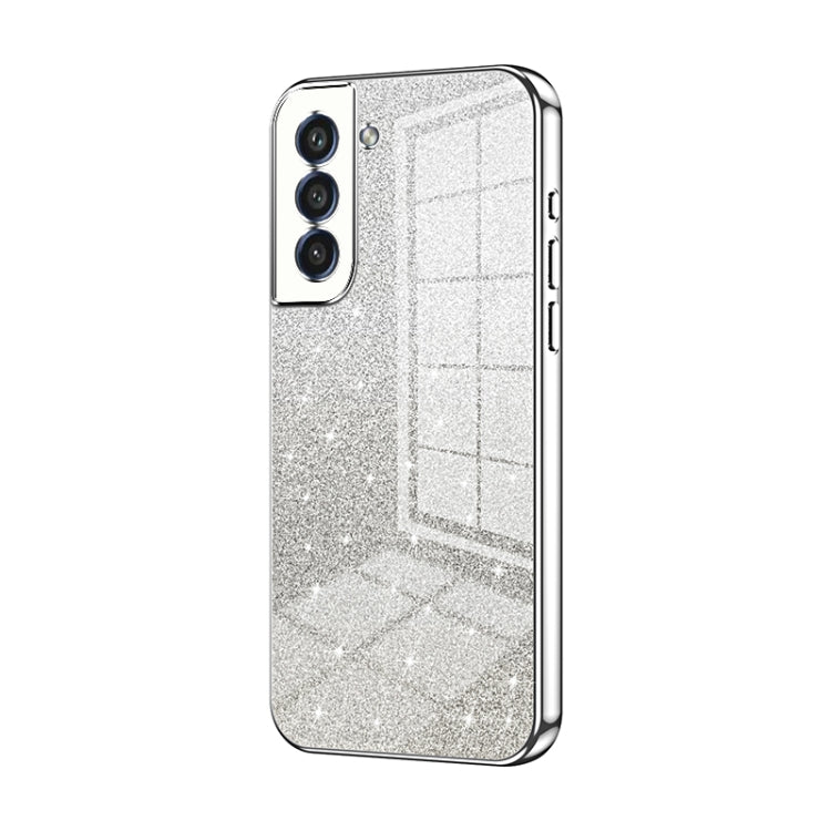 For Samsung Galaxy S21 FE 5G Gradient Glitter Powder Electroplated Phone Case(Silver) - Galaxy Phone Cases by buy2fix | Online Shopping UK | buy2fix