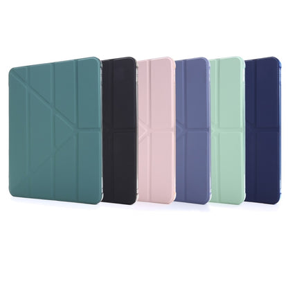 For iPad Air 13 2024 / Pro 12.9 2022 / 2021 Multi-folding TPU Leather Tablet Case with Holder & Pen Slot(Deep Green) - iPad Pro 12.9 (2018) Cases by buy2fix | Online Shopping UK | buy2fix