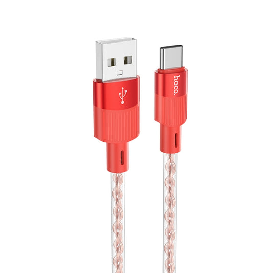hoco X99 Crystal Junction 3A USB to USB-C / Type-C Silicone Charging Data Cable, Length:1m(Red) - USB-C & Type-C Cable by hoco | Online Shopping UK | buy2fix