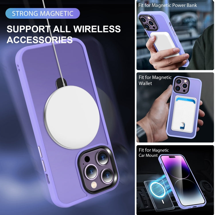 For iPhone 14 Pro MagSafe Holder Skin-feel PC Hybrid TPU Phone Case(Purple) - iPhone 14 Pro Cases by buy2fix | Online Shopping UK | buy2fix