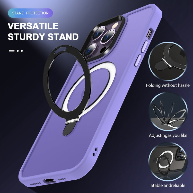 For iPhone 12 Pro MagSafe Holder Skin-feel PC Hybrid TPU Phone Case(Purple) - iPhone 12 / 12 Pro Cases by buy2fix | Online Shopping UK | buy2fix