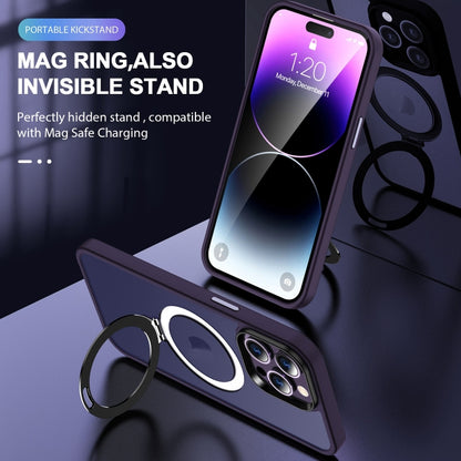 For iPhone 16 Pro Max Skin-feel MagSafe Holder PC Hybrid TPU Phone Case(Dark Purple) - iPhone 16 Pro Max Cases by buy2fix | Online Shopping UK | buy2fix